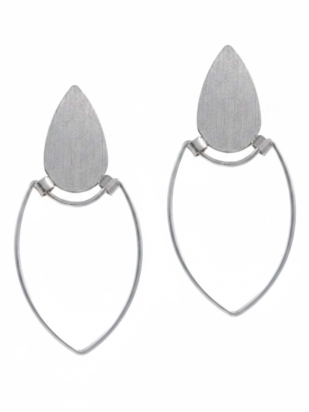 Womens Silver Teardrop Hoop Earrings